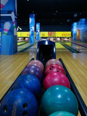 Bowling lobutları hazır bir bowling salonu. Yüksek kalite fotoğraf