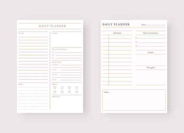 Daily Planner Template Set Planner List Modern Planner Template Set — Stock Vector