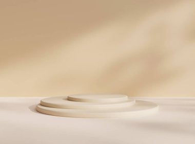 Podyumlu 3 boyutlu sahne. Geometrik şekilli nesne ile en düşük ürün görüntüleme modeli. 3B görüntüleme. 