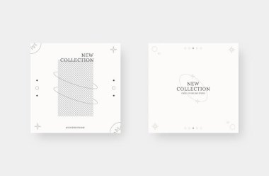 Asgari sosyal medya paylaşımı. Düzenlenebilir moda sosyal medya ileti şablonu. Vektör illüstrasyonu. 