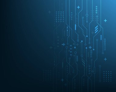 Devre çizgisi olan soyut teknoloji arka planı. Yüksek teknoloji dijital ve iletişim konsepti. Vektör arkaplan tasarımı.