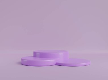 Podyumlu 3 boyutlu sahne. Geometrik şekilli nesne ile en düşük ürün görüntüleme modeli. 3B görüntüleme. 
