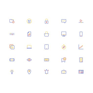 Interface outline icon set. Vector illustration. 