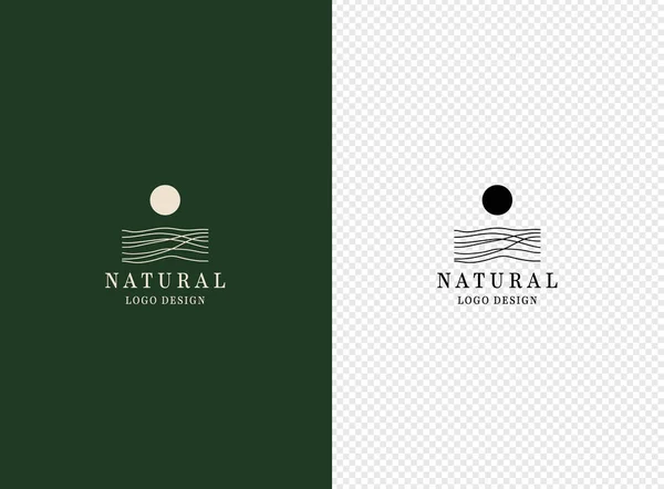 天然品牌标志设计理念 太阳和山的标志 矢量说明 — 图库矢量图片#