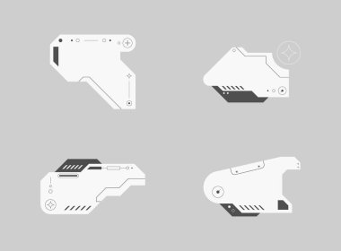Fütürist unsur. Siberpunk çıkartma seti. HUD fütüristik çerçeve tasarımı.