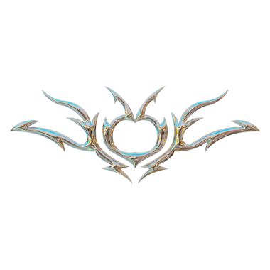 Üç boyutlu soyut neo kabile şekli. Estetik y2k siber gotik stil. 3 Boyutlu Hazırlama