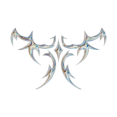 Üç boyutlu soyut neo kabile şekli. Estetik y2k siber gotik stil. 3 Boyutlu Hazırlama