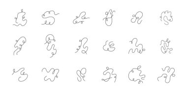 Soyut karalama çizgisi sanatı. Bir dizi monolin sanat elementi.