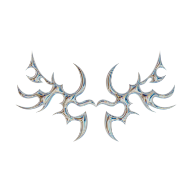 Üç boyutlu soyut neo kabile şekli. Estetik y2k siber gotik stil. 3 Boyutlu Hazırlama