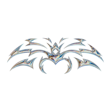 Üç boyutlu soyut neo kabile şekli. Estetik y2k siber gotik stil. 3 Boyutlu Hazırlama