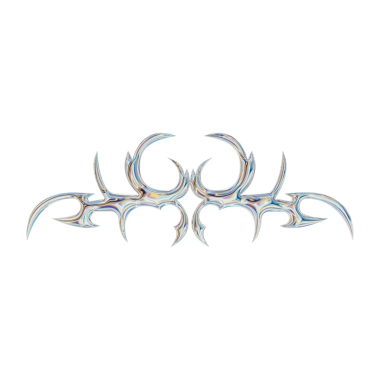 Üç boyutlu soyut neo kabile şekli. Estetik y2k siber gotik stil. 3 Boyutlu Hazırlama