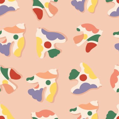 Karalama kuşuyla kusursuz yaz desenli tasarım. Arkaplan, kumaş, tekstil, duvar tasarımı için vektör yaz konsepti tasarımı.