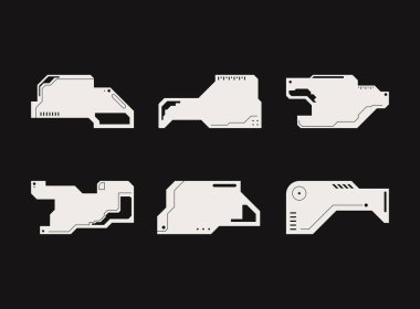 Gelecek arayüzü elementleri. Gelecekçi HUD elementleri. Hud arayüzü ayarlandı. Vektör illüstrasyonu.