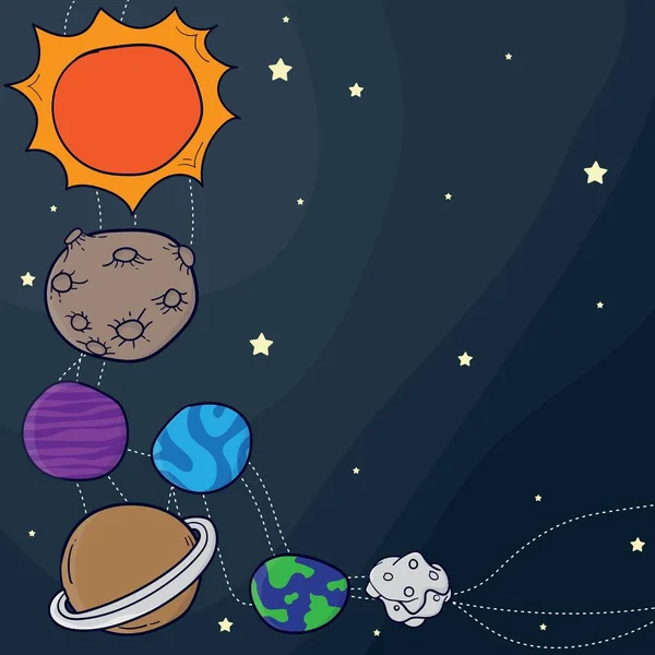 Fundo Sistema Solar Com Planeta Sol Desenhos Animados — Vetor de Stock