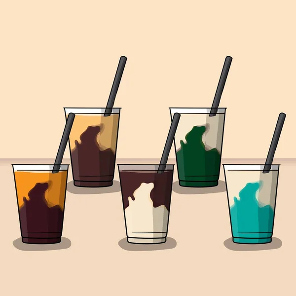 広告テンプレートのための味のデザインの種類とタイ茶ベクトルイラスト — ストックベクタ