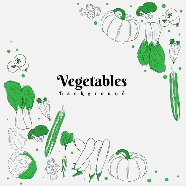 Modèle Fond Légumes Design Avec Art Linéaire Légumes — Image vectorielle