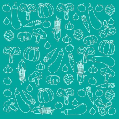 Sebze çizgisi ile desen arkaplan tasarımı yazdır