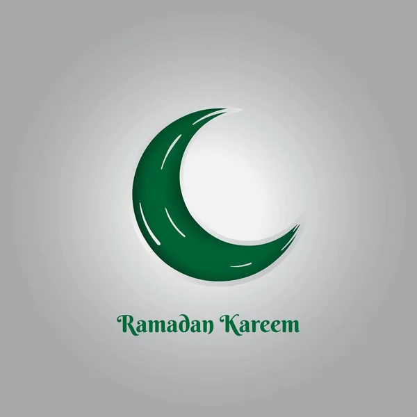 Enkel Halvmåne Grön Design För Ramadan Kareem — Stock vektor