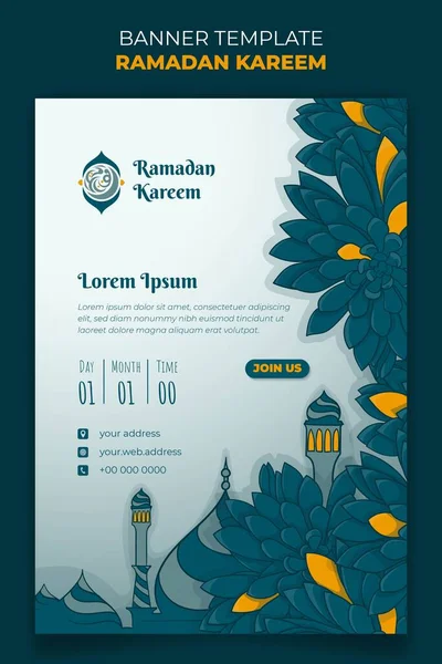 Ramadan Banner Sablon Portré Design Zöld Háttér Jogdíjmentes Stock Vektorok
