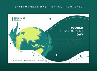 Yeşil beyaz tasarım, dünyayı resmediyor ve çevre günü için tasarım bırakıyor