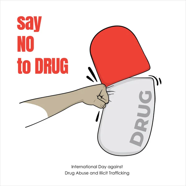 Punzonado Mano Droga Dibujado Ilustración Diseño Para Decir Plantilla Medicamentos — Vector de stock