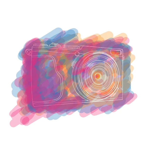 Ручной Рисунок Аналоговой Камеры Классической Камеры Рисунком Водяной Живописи — стоковый вектор