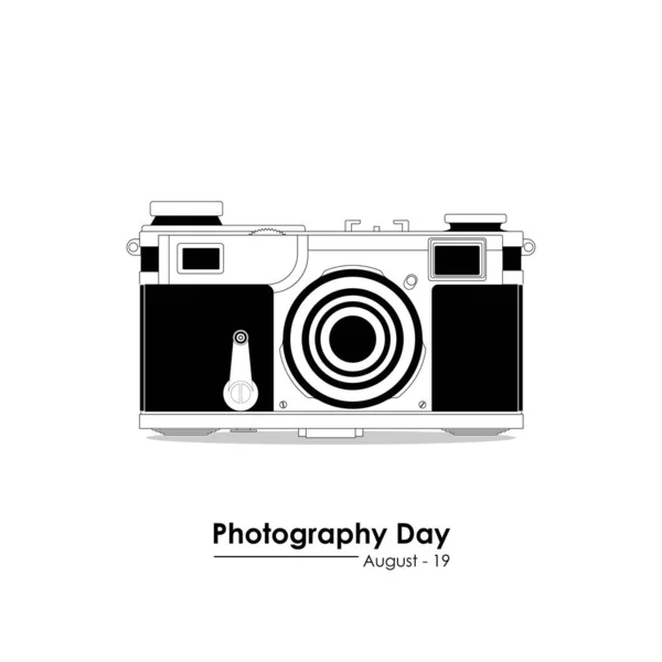 Illustration Vectorielle Caméra Analogique Fond Blanc Pour Journée Mondiale Photographie — Image vectorielle