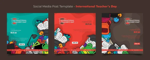 Közösségi Média Post Sablon Tanulási Eszközök Színes Kézzel Rajzolt Design Vektor Grafikák