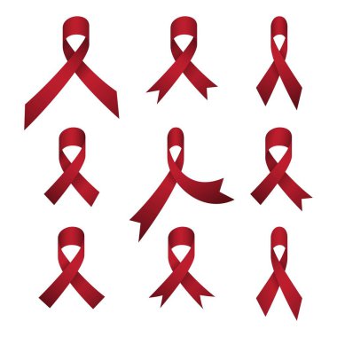 AIDS veya kanser tasarım şablonları için gerçekçilikte farkındalık kurdelelerinin çeşitli şekilleri