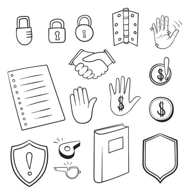 Dünya Yolsuzlukla Mücadele Günü için karalama sanatı simgeleri tasarımı