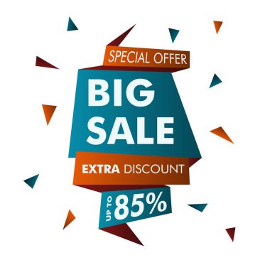 Reklam için indirim etiketli büyük satış tasarımı