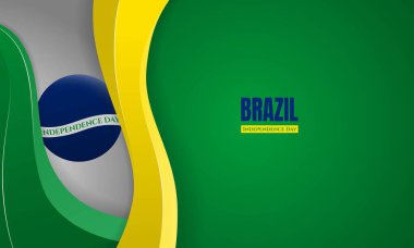 Yeşil arkaplan, yeşil gradyan arkaplanda Brezilya amblemi bulunan basit yeşil ve sarı şekilli. Brezilya Bağımsızlık Günü için iyi bir şablon