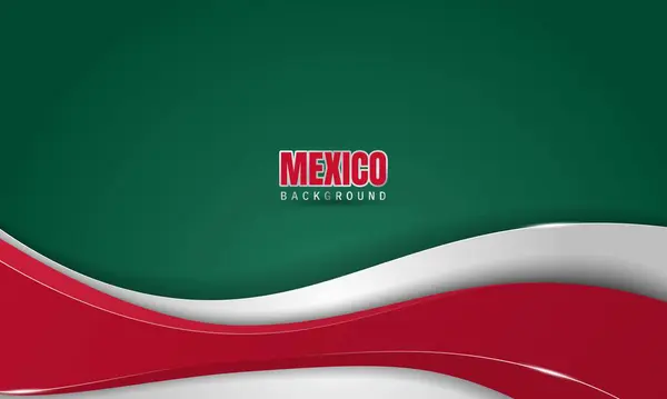 stock vector Waving 3d red shape in white with green gradient background. Good background template for mexico independence day design