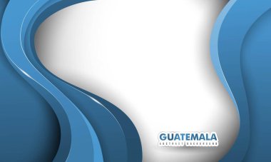 Guatemala arka planı sağda ve solda dalgalı mavi üç boyutlu beyaz arka plan. Guatemala Ulusal Günü kampanyası için iyi bir şablon.