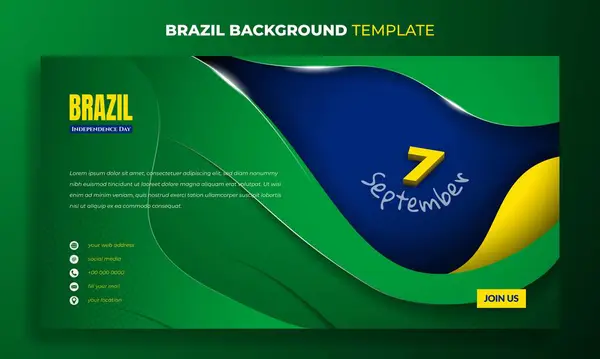 stock vector Landscape banner template with abstract green on blue background with simple typography of 7 september. Good template for Brazil independence day