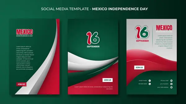 stock vector Set of portrait social media post template with simple 3d waving shape background. Good template for mexico independence day ora national day