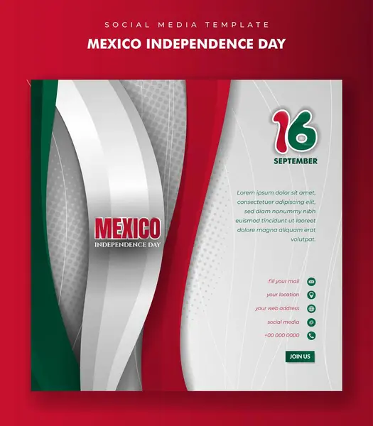 stock vector Square banner template in white background with 3d green white red shapes design. Good template for Mexico independence day campaign