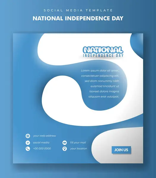 stock vector Square banner post template design with simple big fluid design of blue and white. Good template for national day or advertising campaign