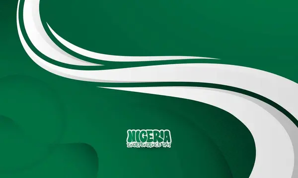 Stock vector Abstract Green background with waving flat white shape design. Nigeria independence day. Also good template for nigeria national day campaign