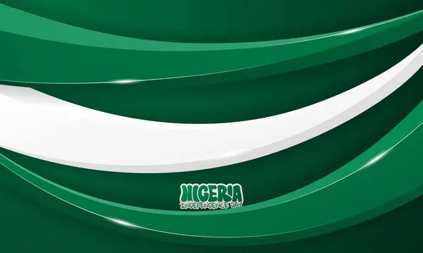 stock vector Waving green white shape in 3d design with green background. Good template for nigeria independence day campaign