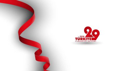 White background design with wavy red ribbon and turkish typography which means october 29th turkey republic day. Turkey national background clipart