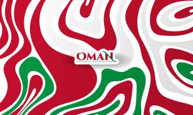 Oman background with wavy white red and green shapes in abstract style design. Oman independence day campaign. Oman national day background clipart