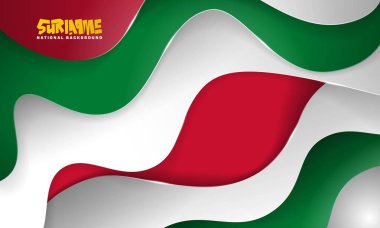 red green and white background with waving shapes and shadow design. suriname independence day template. suriname national background design clipart