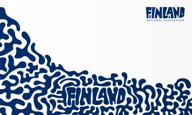 Finlandiya metin dizaynlı, beyaz zemin üzerinde düz mavi bir sıvı. Finlandiya bağımsızlık günü şablonu. Finlandiya ulusal geçmişi