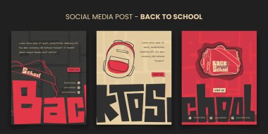 Okula dönelim. Okul kampanyası için portre tasarımı sosyal medya şablonu. Okulun reklam tasarımına geri dön