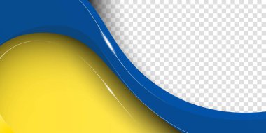 Sarı zemin üzerinde şeffaf arkaplan ile basit 3D tasarım mavi şekil sallıyor. ukraine ulusal arkaplan tasarımı