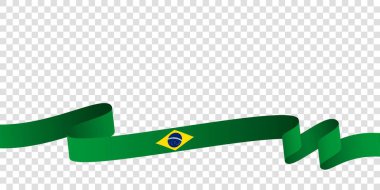 Brezilya kurdele bayrağı. Brezilya bağımsızlık günü için şeffaf arkaplan taşıyan Brezilya bayraklı kurdele sallama