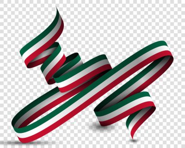 Meksika bayrak kurdelesi. Meksika 'nın bağımsızlık günü için uzun Meksika kurdele bayrağı sallıyor. Meksika Ulusal Kampanya Şablonu