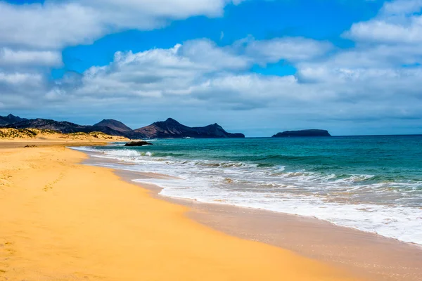 Beach Porto Santo Island Madeira Portugal Wonderful Summer Day 免版税图库图片