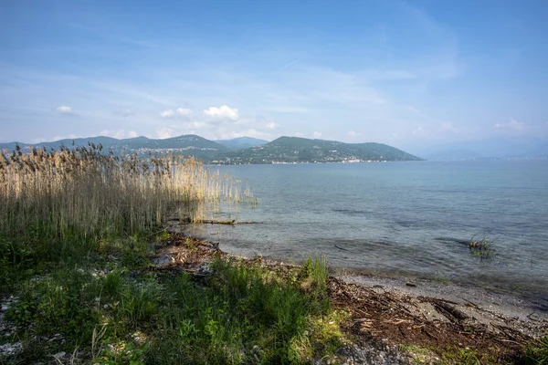 Panoramic View Lake Maggiore Lombard Shores Trees Charming Little Harbors — Stock Photo, Image